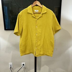 Common Market - SS Camp Collar Cotton Gauze Shirt Large - Yellow